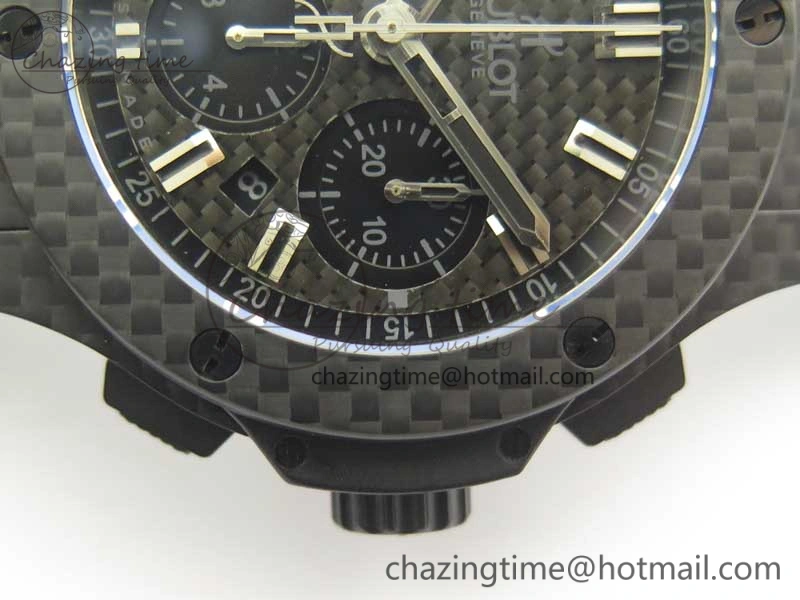 Big Bang 44mm Full Carbon Fiber 3AF CF Dial Silver Markers Hands Black Subdial on Rubber Strap HUB4100