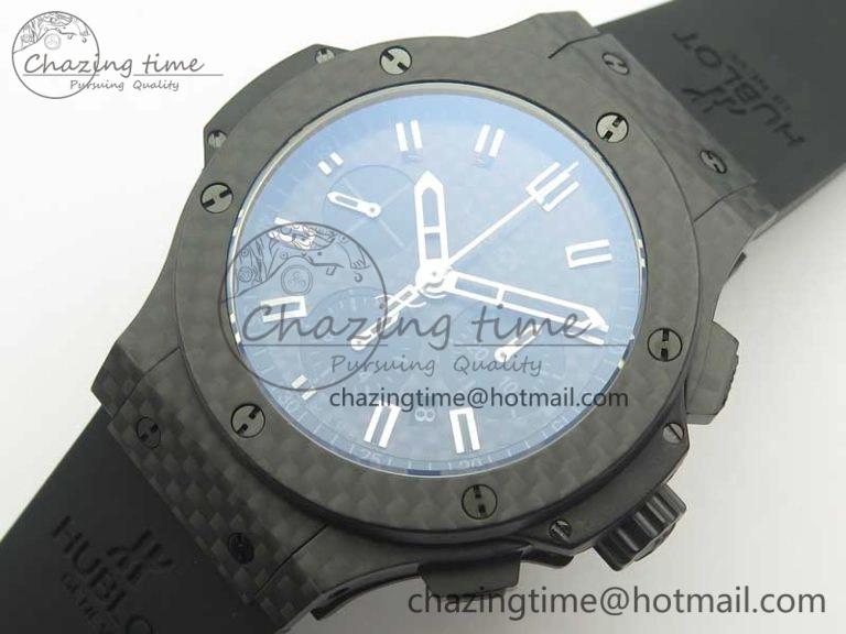 Big Bang 44mm Full Carbon Fiber 3AF CF Dial Silver Markers Hands Black Subdial on Rubber Strap HUB4100