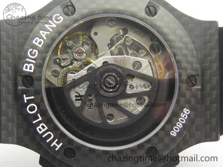 Big Bang 44mm Full Carbon Fiber 3AF CF Dial Silver Markers Hands Black Subdial on Rubber Strap HUB4100