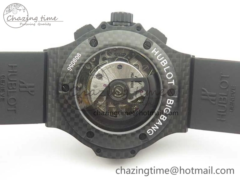 Big Bang 44mm Full Carbon Fiber 3AF CF Dial Silver Markers Hands Black Subdial on Rubber Strap HUB4100