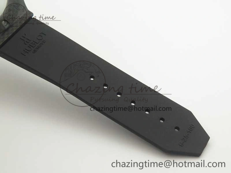 Big Bang 44mm Full Carbon Fiber 3AF CF Dial Silver Markers Hands Black Subdial on Rubber Strap HUB4100