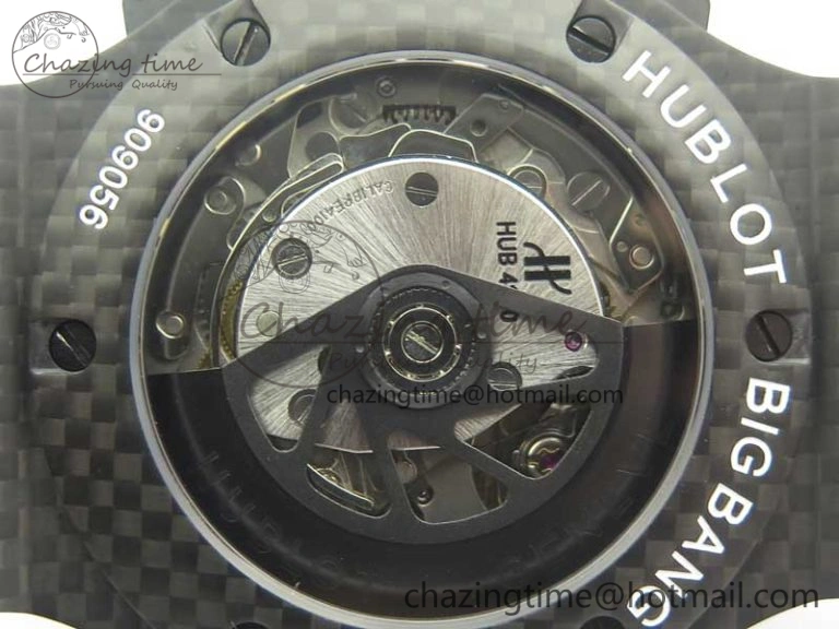 Big Bang 44mm Full Carbon Fiber 3AF CF Dial Silver Markers Hands Black Subdial on Rubber Strap HUB4100