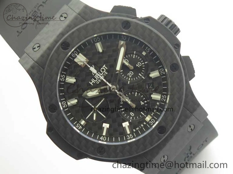 Big Bang 44mm Full Carbon Fiber 3AF CF Dial Silver Markers Hands on Black Rubber Strap HUB4100