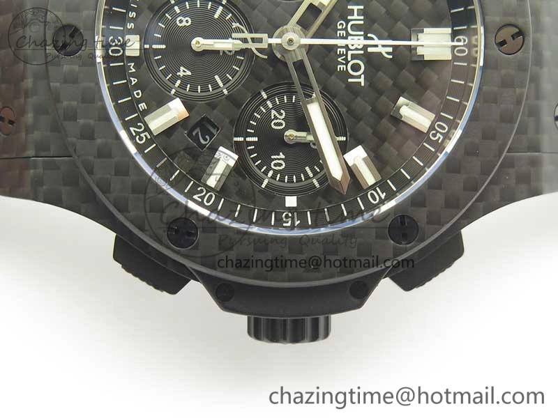 Big Bang 44mm Full Carbon Fiber 3AF CF Dial Silver Markers Hands on Black Rubber Strap HUB4100