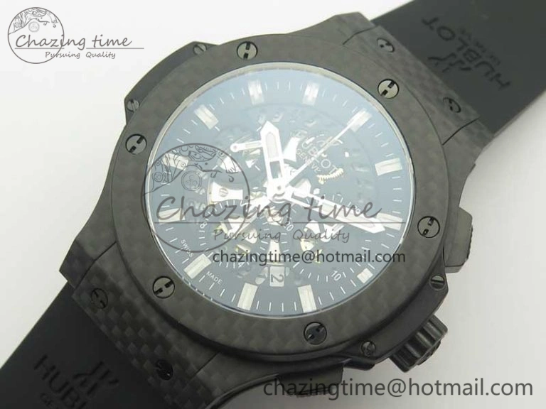Big Bang 44mm Full Carbon Fiber 3AF Skeleton Dial on Black Rubber Strap HUB4100