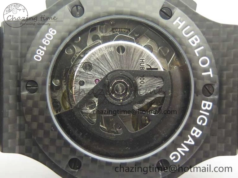 Big Bang 44mm Full Carbon Fiber 3AF Skeleton Dial on Black Rubber Strap HUB4100