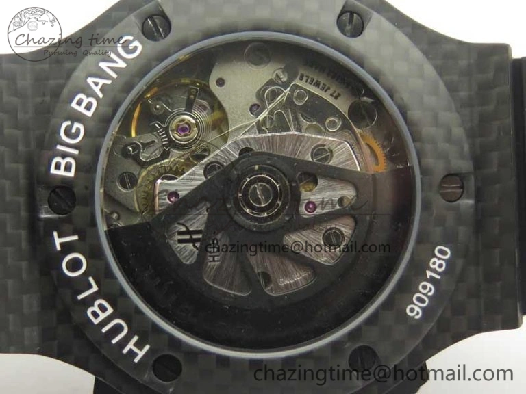 Big Bang 44mm Full Carbon Fiber 3AF Skeleton Dial on Black Rubber Strap HUB4100
