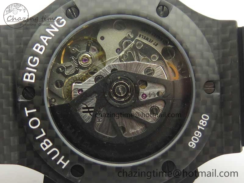 Big Bang 44mm Full Carbon Fiber 3AF Skeleton Dial on Black Rubber Strap HUB4100