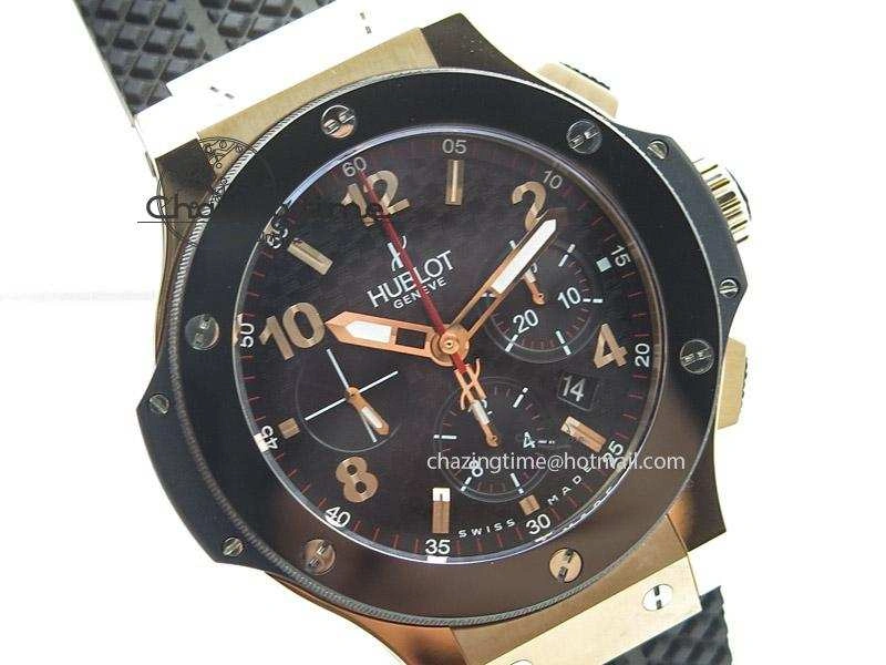 Big Bang 44mm RG Black Dial & Bezel on Black Rubber Strap