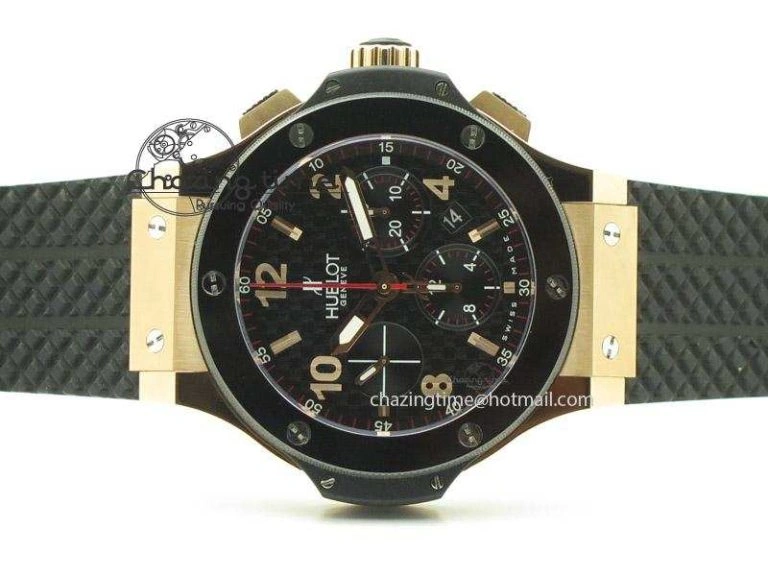 Big Bang 44mm RG Black Dial & Bezel on Black Rubber Strap