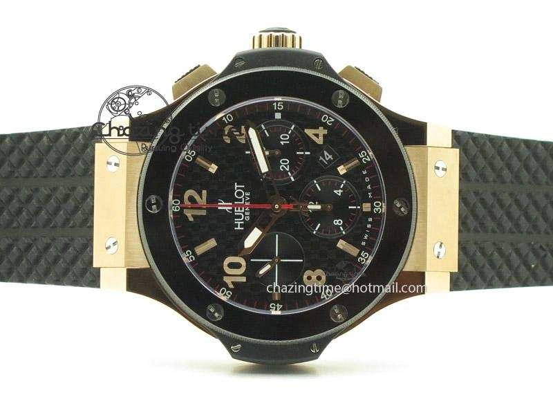 Big Bang 44mm RG Black Dial & Bezel on Black Rubber Strap