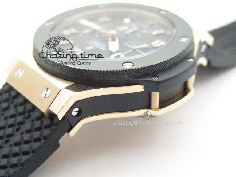 Big Bang 44mm RG Black Dial & Bezel on Black Rubber Strap