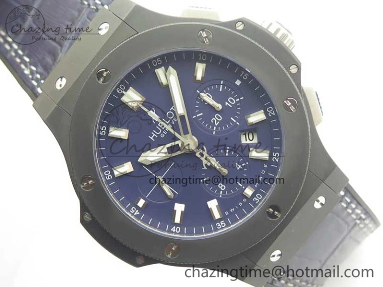 Big Bang 44mm Real Ceramic V6 1:1 Best Edition Blue Dial on Blue Gummy Strap HUB4104