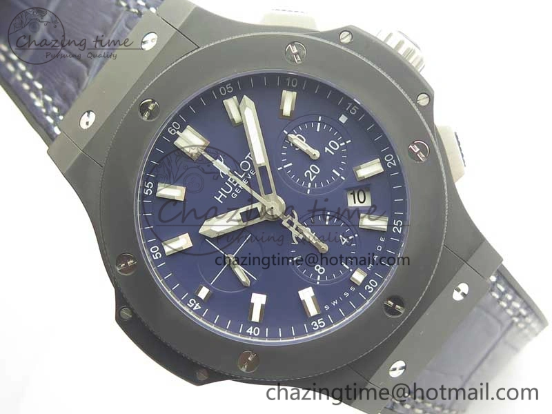 Big Bang 44mm Real Ceramic V6 1:1 Best Edition Blue Dial on Blue Gummy Strap HUB4104