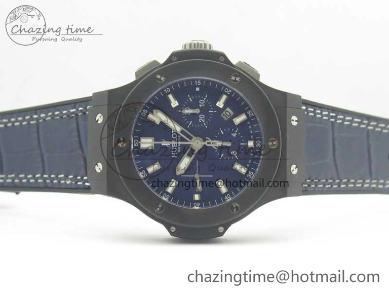 Big Bang 44mm Real Ceramic V6 1:1 Best Edition Blue Dial on Blue Gummy Strap HUB4104