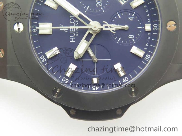 Big Bang 44mm Real Ceramic V6 1:1 Best Edition Blue Dial on Blue Gummy Strap HUB4104