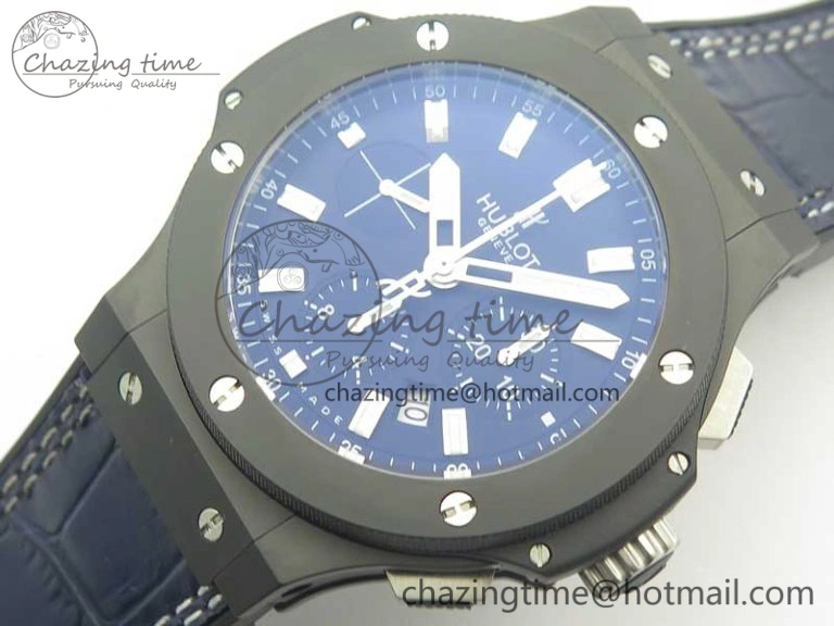 Big Bang 44mm Real Ceramic V6 1:1 Best Edition Blue Dial on Blue Gummy Strap HUB4104