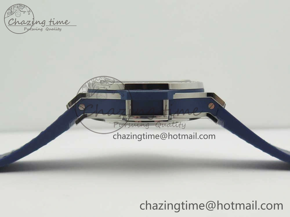 Big Bang 44mm SS V6F 1:1 Best Edition Blue Dial Diamonds Bezel on Blue Gummy Strap HUB4104