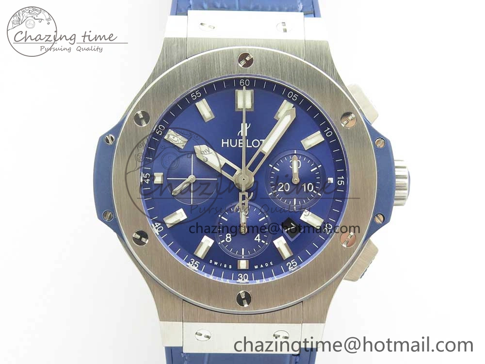 Big Bang 44mm SS V6F 1:1 Best Edition Blue Dial on Blue Gummy Strap HUB4104