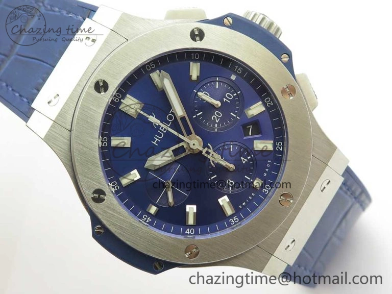 Big Bang 44mm SS V6F 1:1 Best Edition Blue Dial on Blue Gummy Strap HUB4104