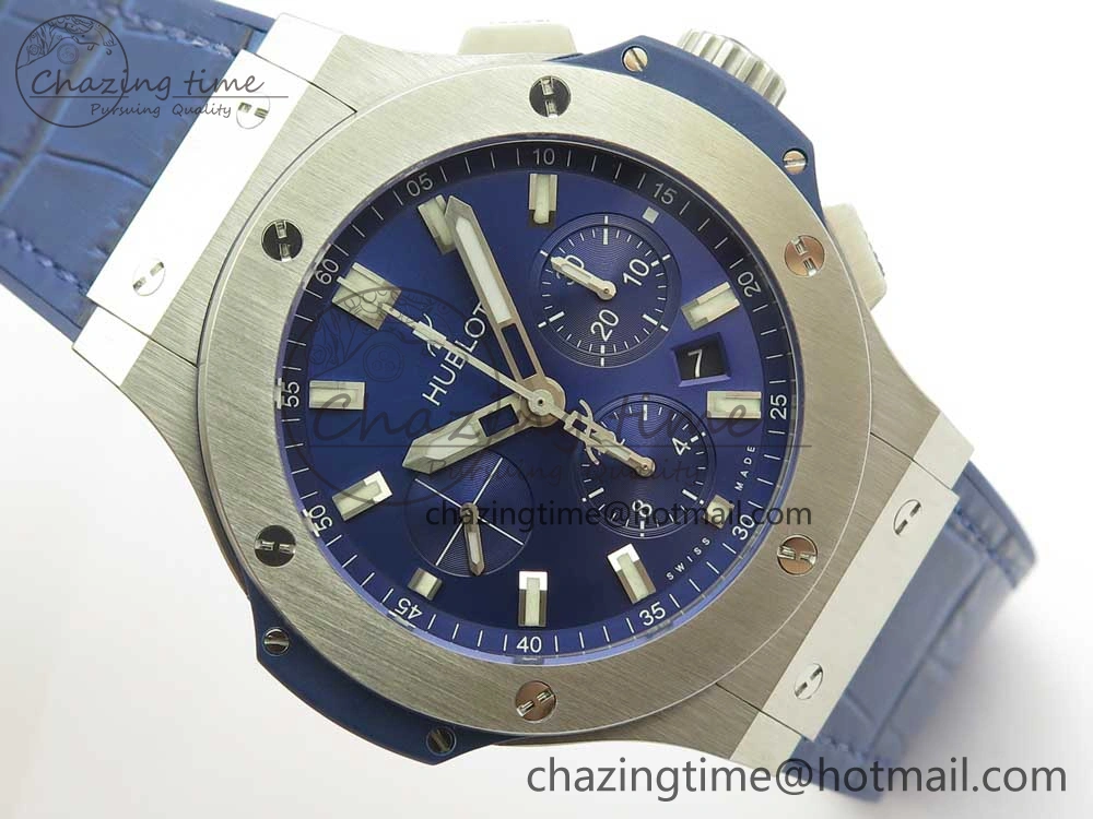 Big Bang 44mm SS V6F 1:1 Best Edition Blue Dial on Blue Gummy Strap HUB4104