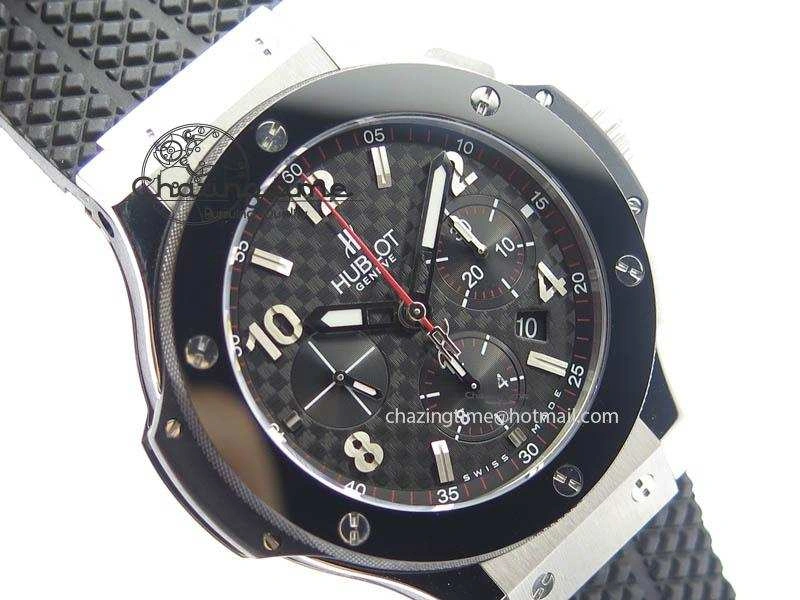 Big Bang Evolution 44mm SS Black Dial Ceramic Bezel On Black Rubber Strap HUB4104