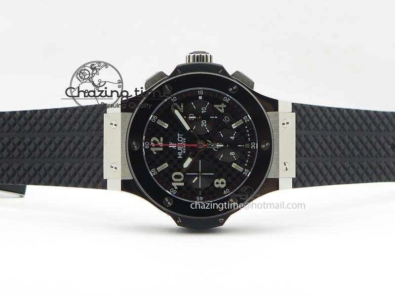 Big Bang Evolution 44mm SS Black Dial Ceramic Bezel On Black Rubber Strap HUB4104