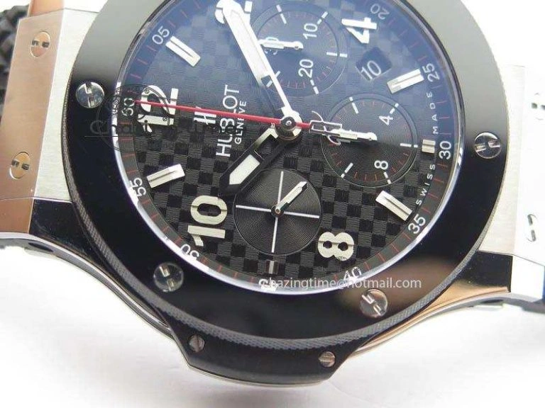Big Bang Evolution 44mm SS Black Dial Ceramic Bezel On Black Rubber Strap HUB4104