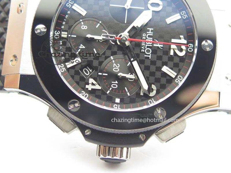 Big Bang Evolution 44mm SS Black Dial Ceramic Bezel On Black Rubber Strap HUB4104