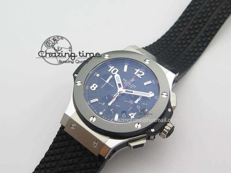 Big Bang Evolution 44mm SS Black Dial Ceramic Bezel On Black Rubber Strap HUB4104