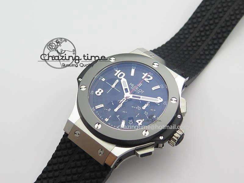 Big Bang Evolution 44mm SS Black Dial Ceramic Bezel On Black Rubber Strap HUB4104