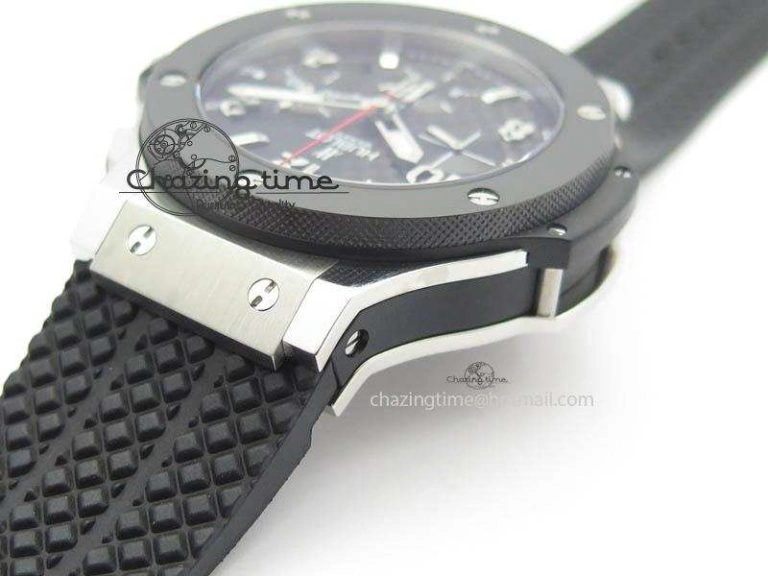 Big Bang Evolution 44mm SS Black Dial Ceramic Bezel On Black Rubber Strap HUB4104