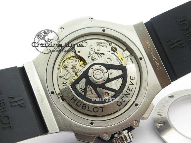 Big Bang Evolution 44mm SS Black Dial Ceramic Bezel On Black Rubber Strap HUB4104
