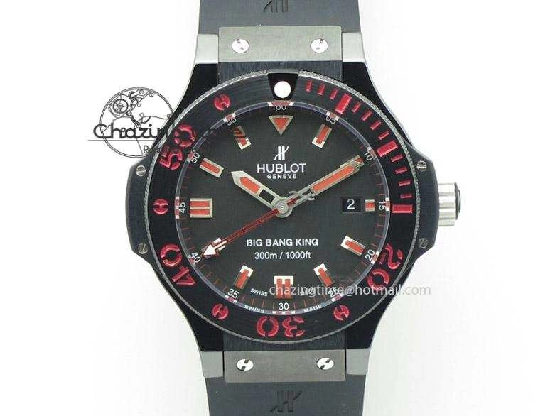 Big Bang King 44mm Red Magic Black Dial On Black Rubber Strap A7750