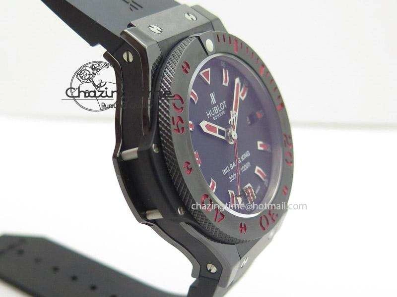 Big Bang King 44mm Red Magic Black Dial On Black Rubber Strap A7750