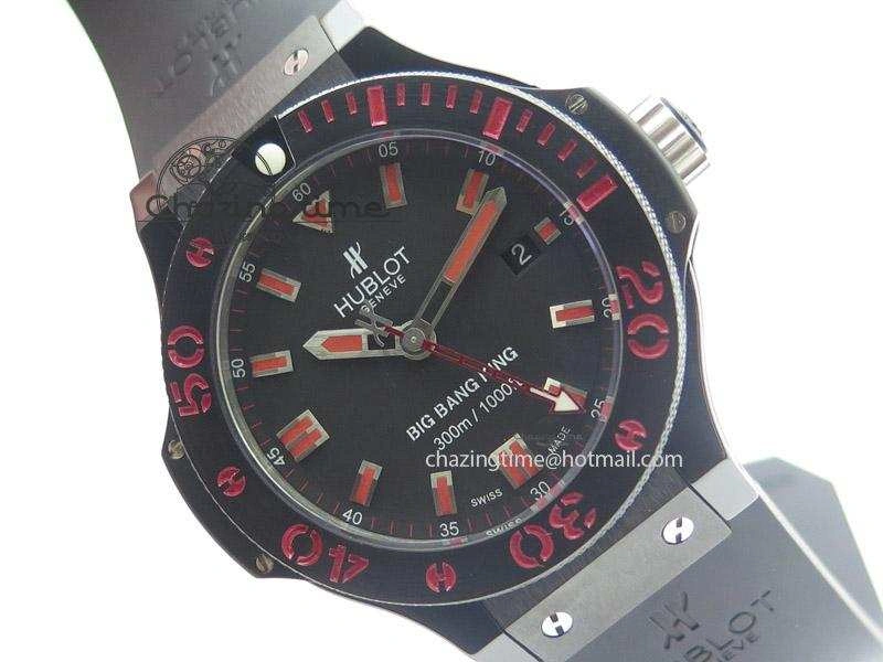 Big Bang King 44mm Red Magic Black Dial On Black Rubber Strap A7750