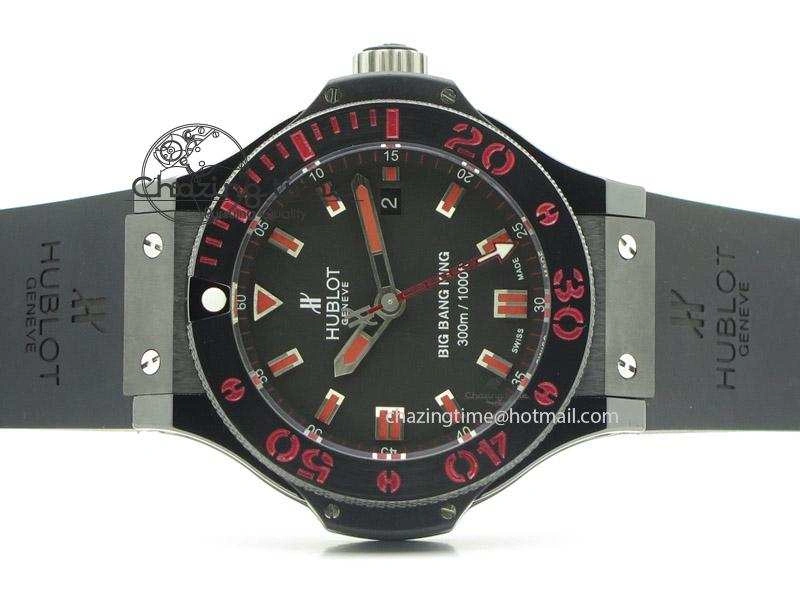 Big Bang King 44mm Red Magic Black Dial On Black Rubber Strap A7750