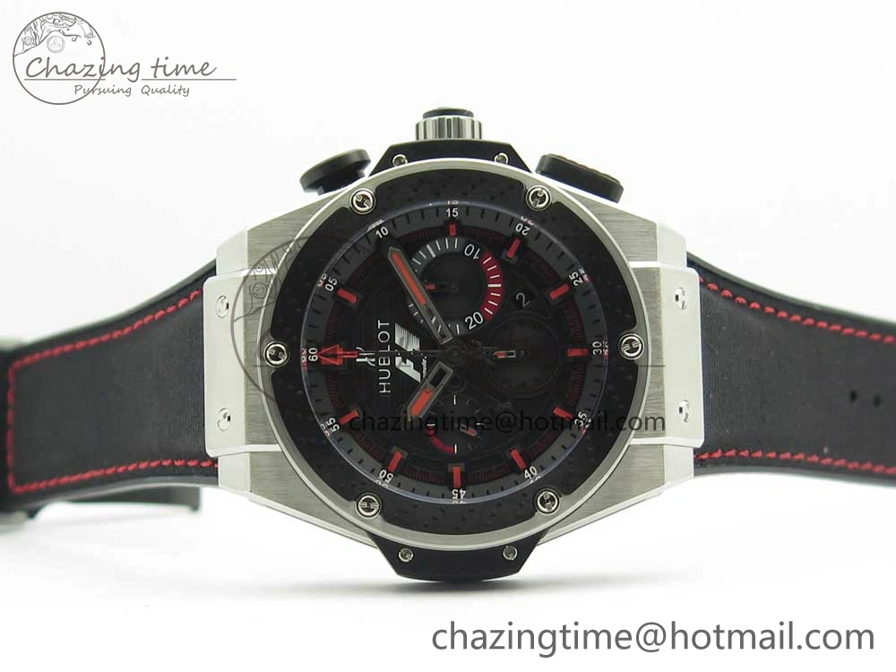Big Bang King Power F1 SS Ceramic V6F 1:1 Best Edition Black Dial on Black Gummy Strap HUB4104