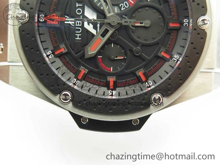 Big Bang King Power F1 SS Ceramic V6F 1:1 Best Edition Black Dial on Black Gummy Strap HUB4104