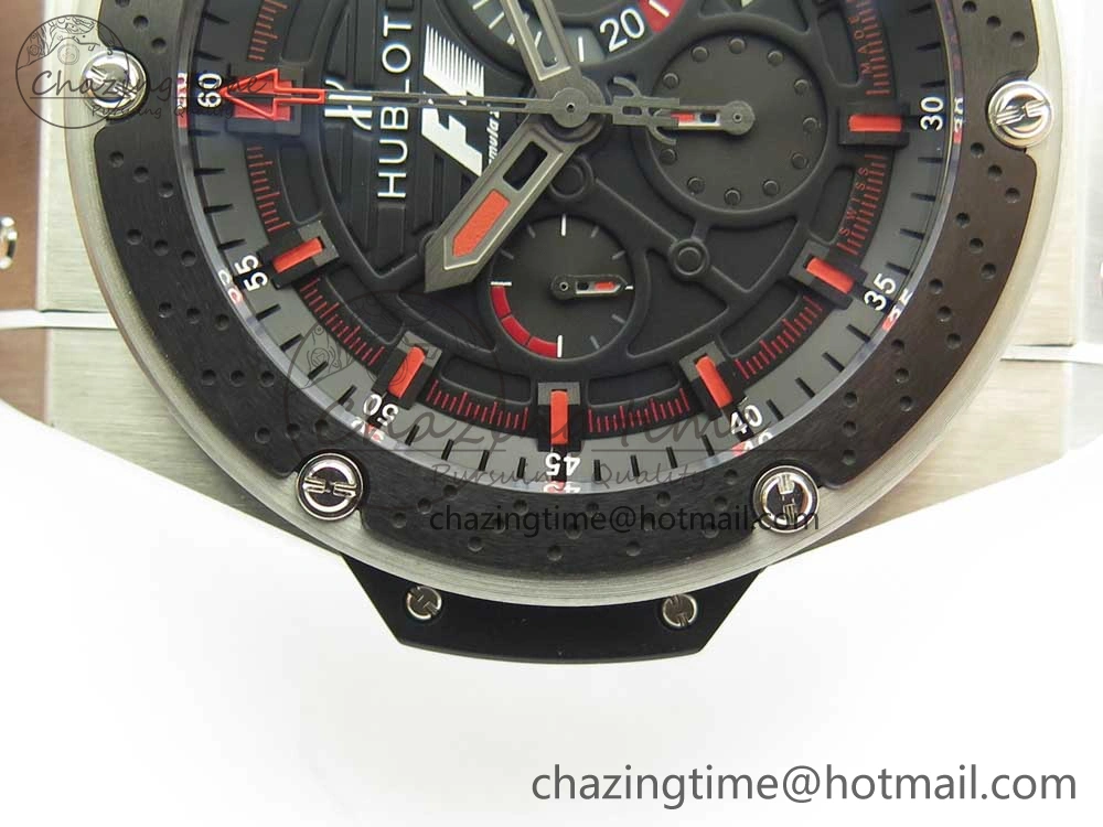 Big Bang King Power F1 SS Ceramic V6F 1:1 Best Edition Black Dial on Black Gummy Strap HUB4104