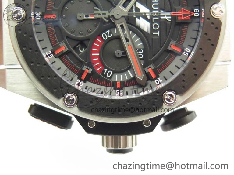 Big Bang King Power F1 SS Ceramic V6F 1:1 Best Edition Black Dial on Black Gummy Strap HUB4104