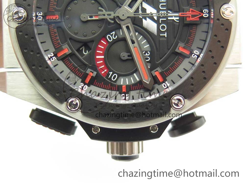 Big Bang King Power F1 SS Ceramic V6F 1:1 Best Edition Black Dial on Black Gummy Strap HUB4104