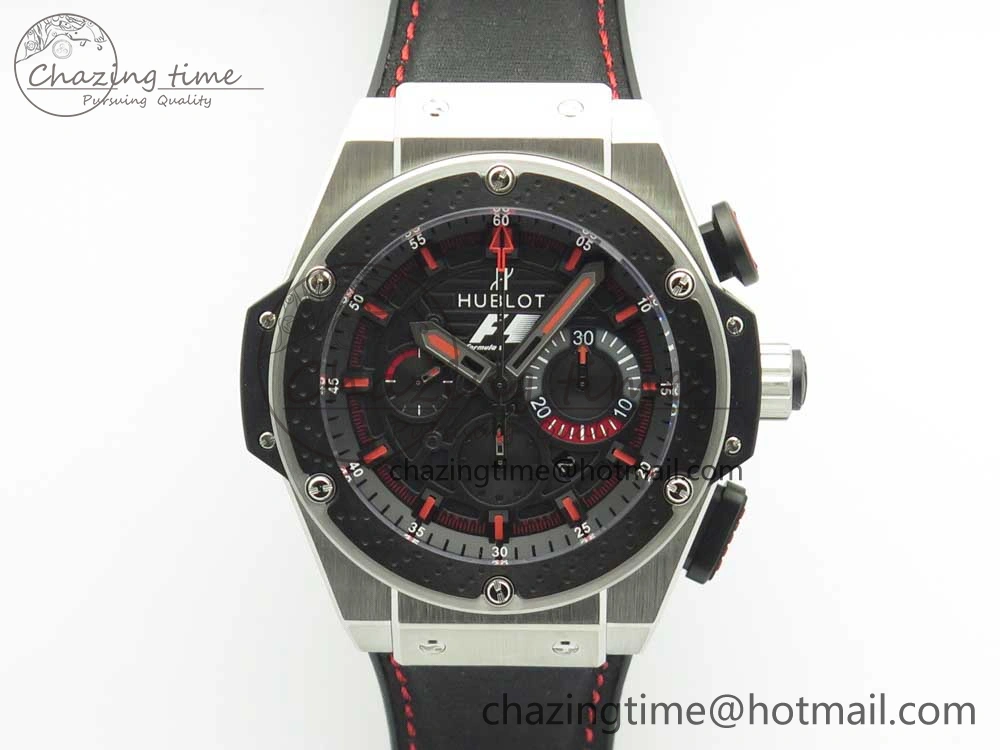 Big Bang King Power F1 SS Ceramic V6F 1:1 Best Edition Black Dial on Black Gummy Strap HUB4104