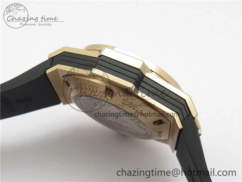 Big Bang Sang Bleu Chrono RG B50 Blue Skeletonal Dial On Rubber Strap Asian 7750