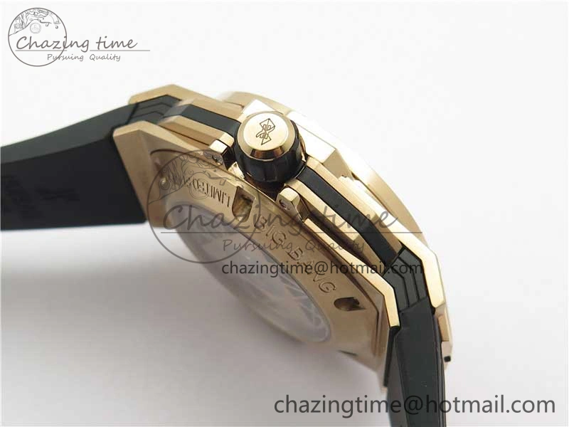 Big Bang Sang Bleu Chrono RG B50 Blue Skeletonal Dial On Rubber Strap Asian 7750