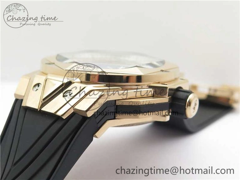 Big Bang Sang Bleu Chrono RG B50 White Skeletonal Dial On Rubber Strap Asian 7750