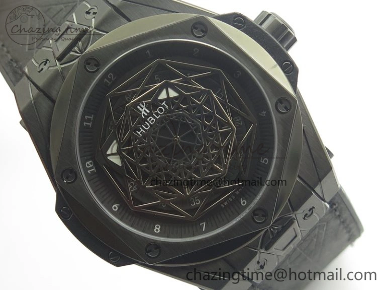 Big Bang Sang Bleu DLC TMF 1:1 Best Edition Skeletonal Dial On Gummy Strap Asian HB1213