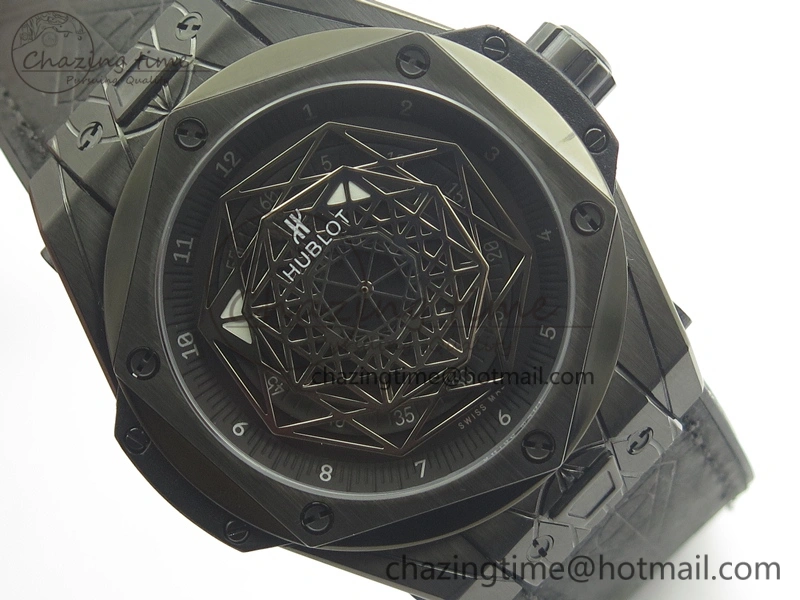 Big Bang Sang Bleu DLC TMF 1:1 Best Edition Skeletonal Dial On Gummy Strap Asian HB1213