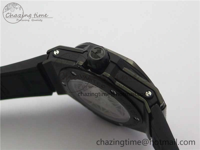 Big Bang Sang Bleu DLC Ti WWF 1:1 Best Edition Black Skeletonal Dial On Black Gummy Strap Asian HB1213