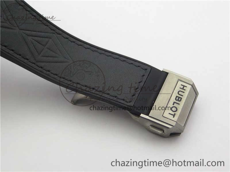 Big Bang Sang Bleu DLC Ti WWF 1:1 Best Edition Black Skeletonal Dial On Black Gummy Strap Asian HB1213